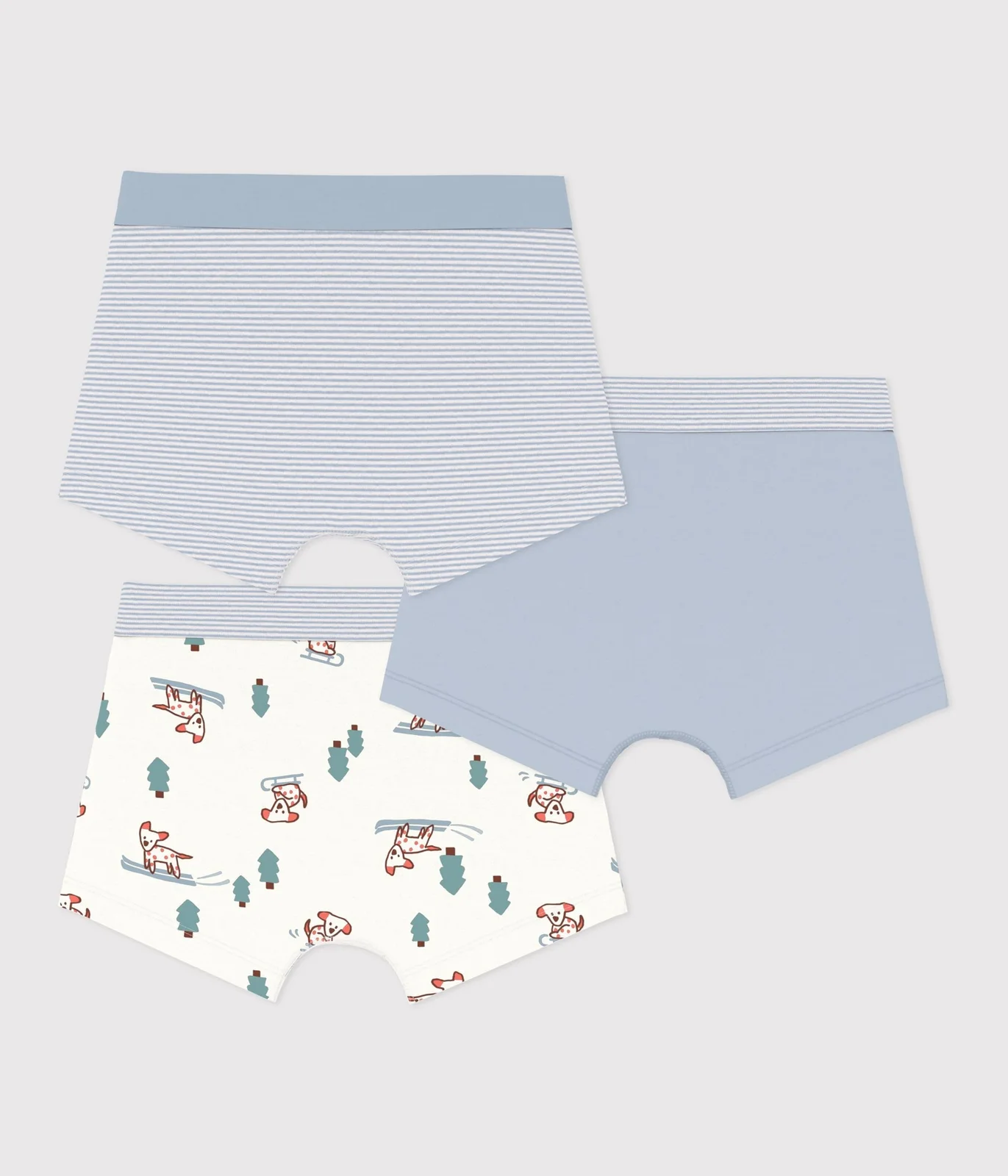 Pack of children's boxer shorts in printed cotton with covered waistbands