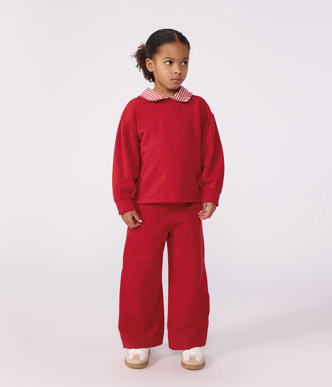 Children's plain cotton sweatshirt with a collar