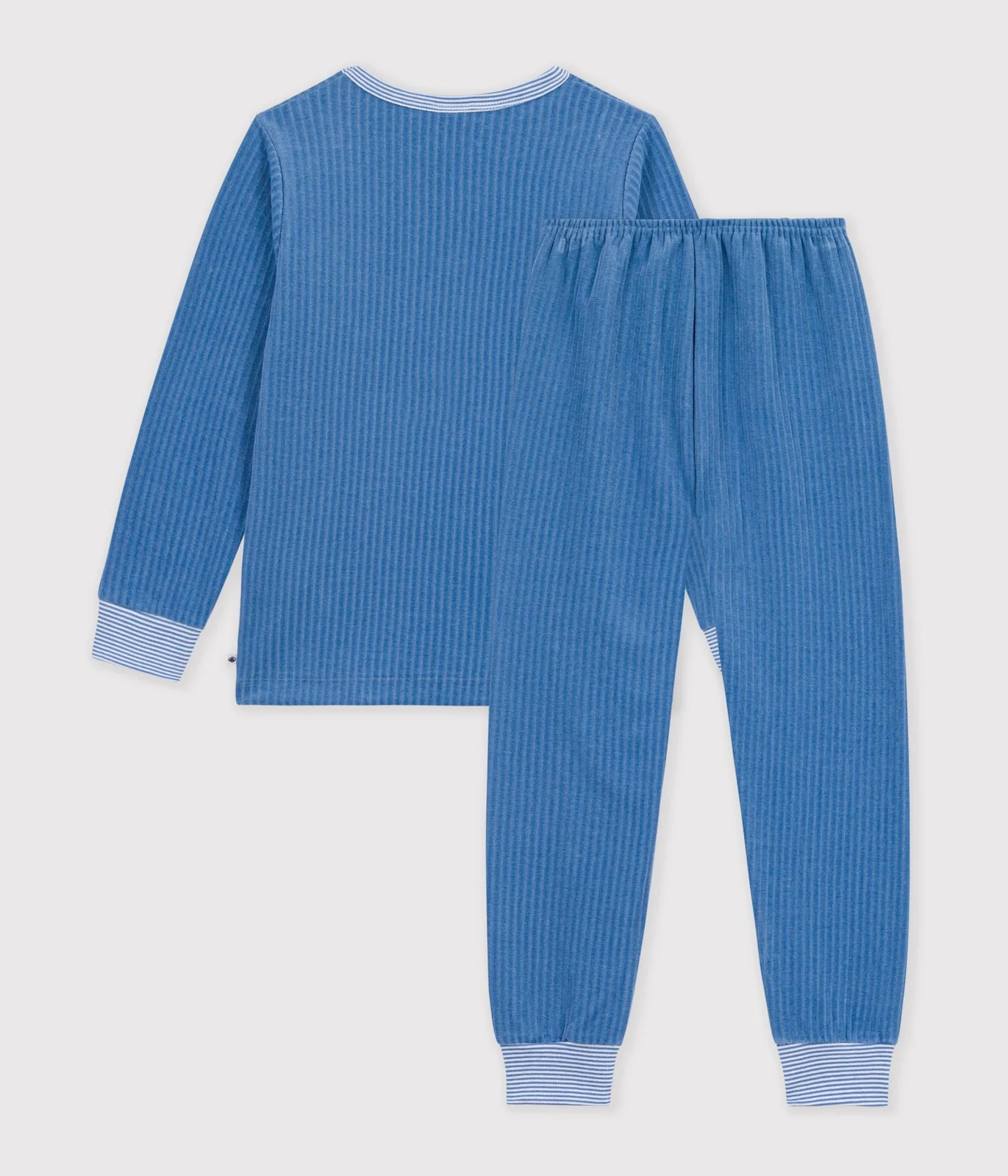 Children's plain ribbed velour pyjamas