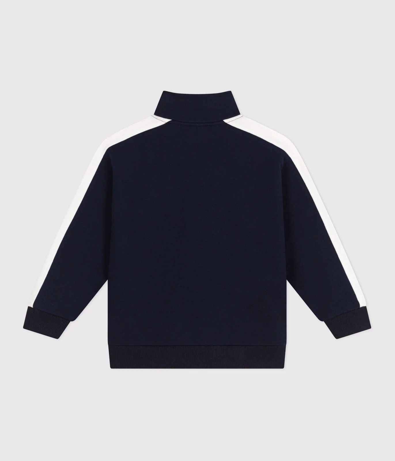Children's zipped stand-up collar sweatshirt in plain cotton