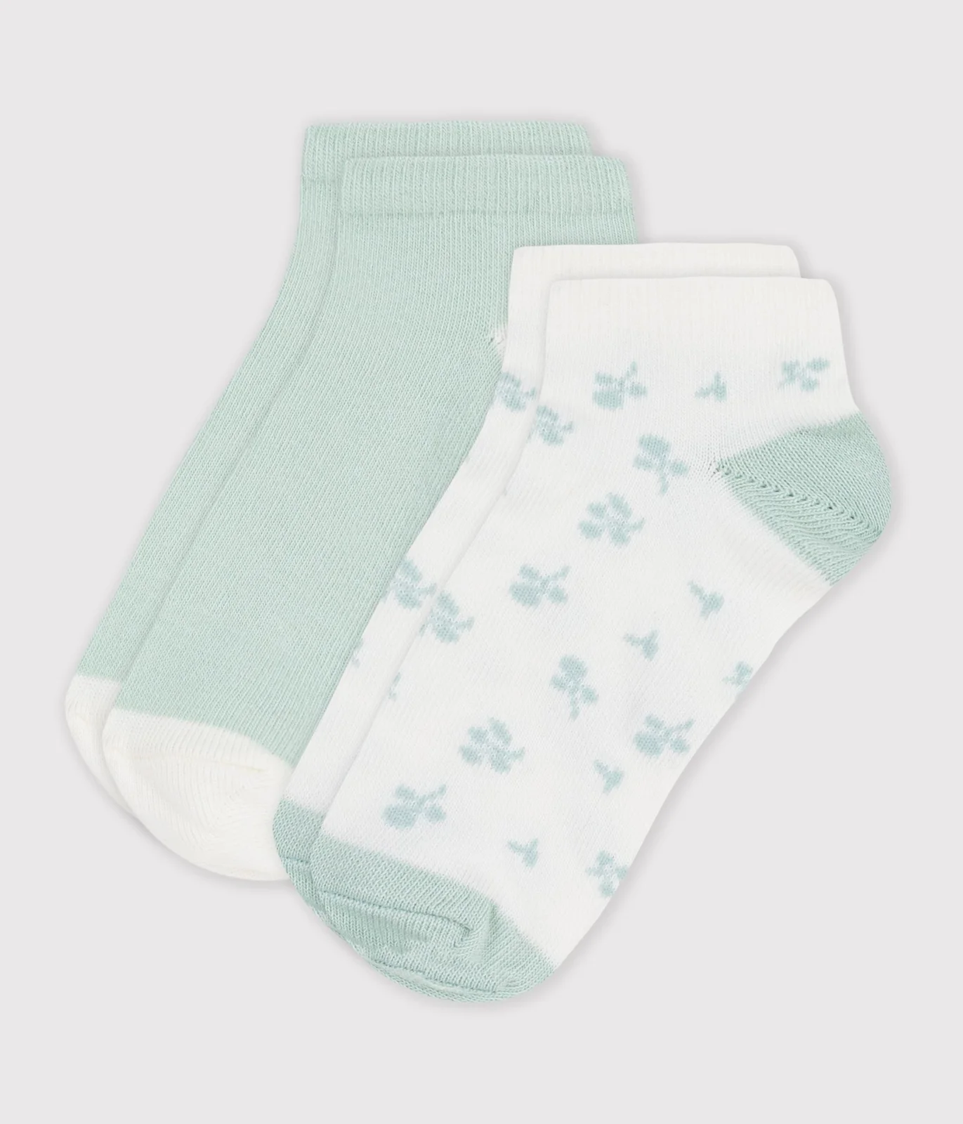 Little girls' flower-print cotton socks - 2-Pack