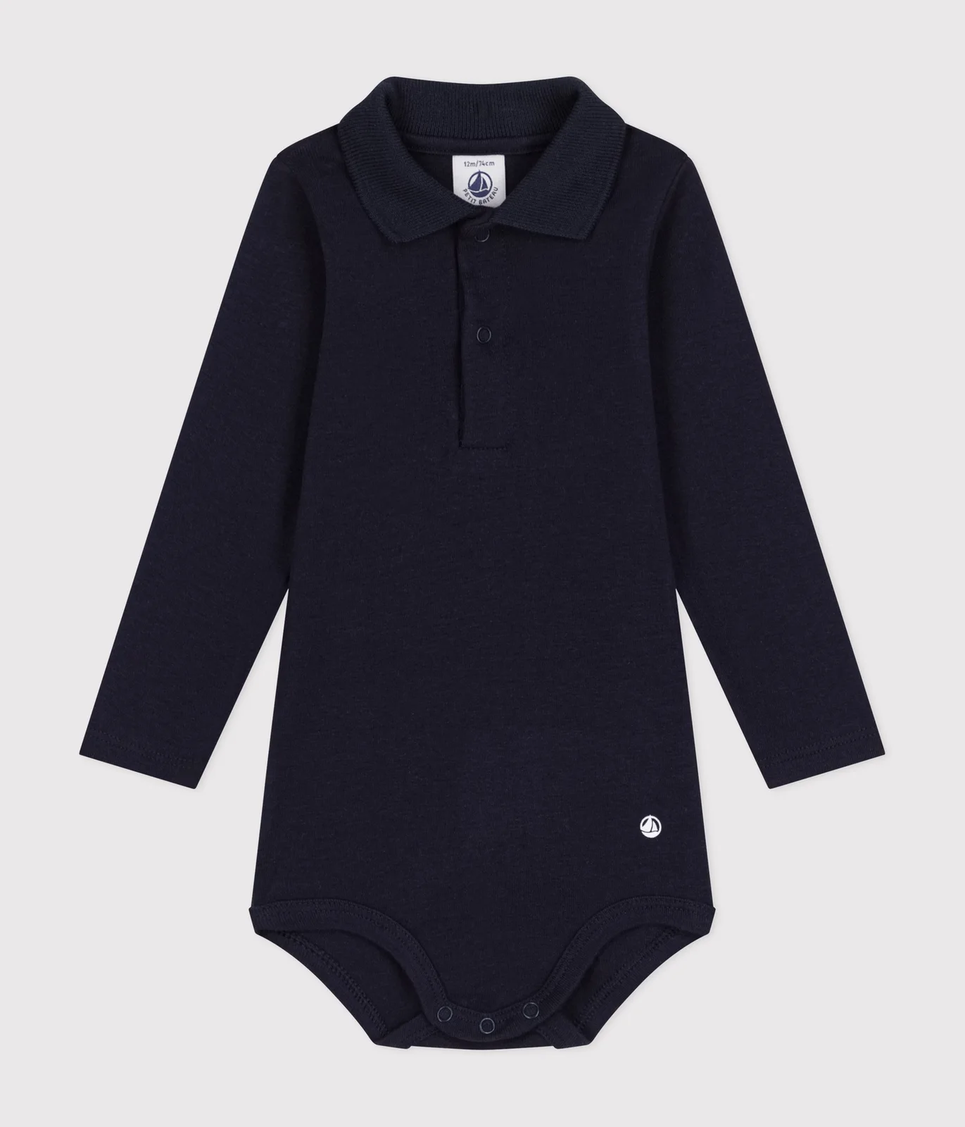 Babies' plain cotton body with a polo collar