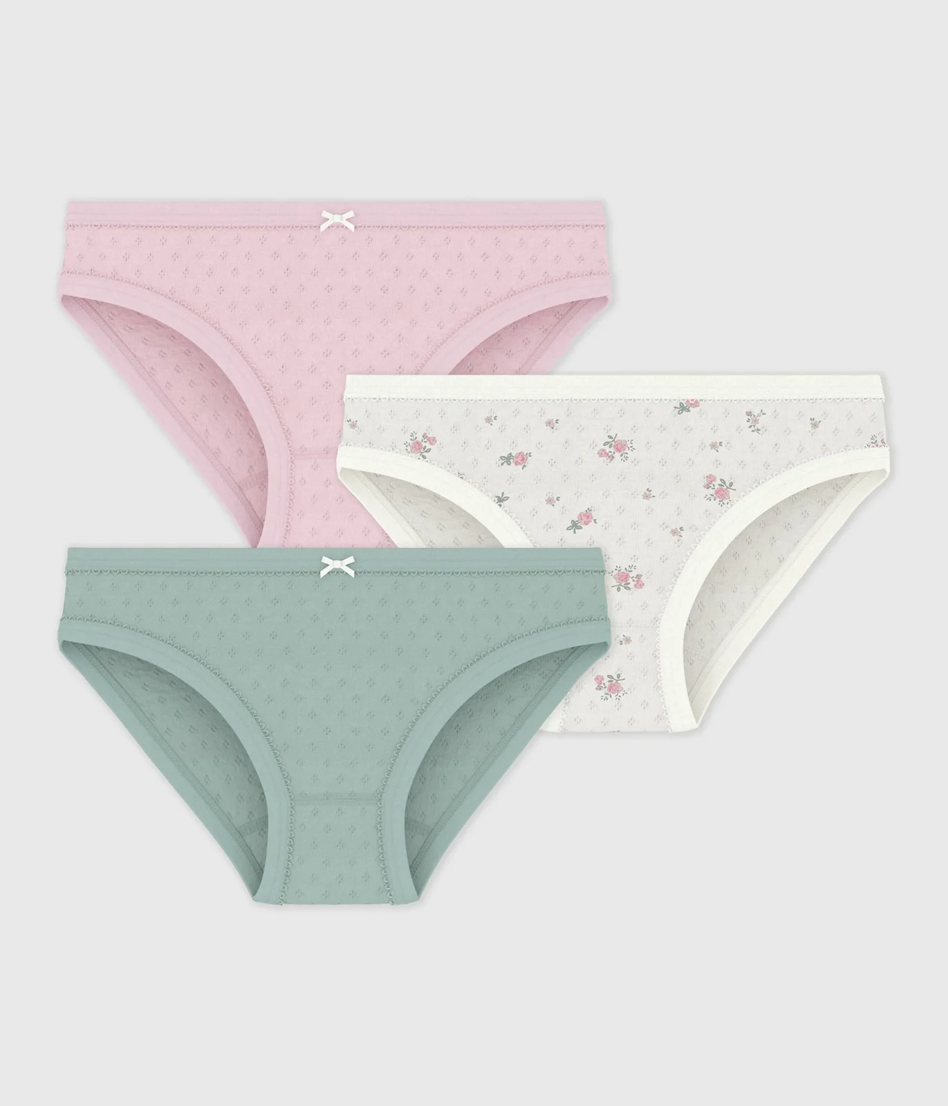 Pack of children's flower-print openwork cotton pants