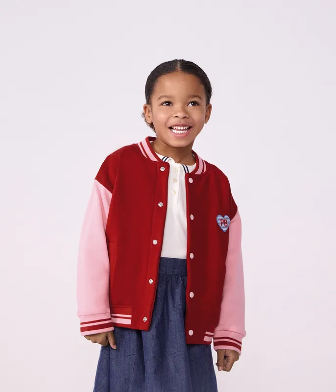 Children's varsity-style jacket in colourblock cotton