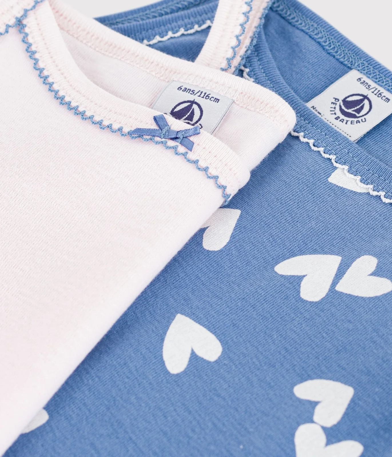 Pack of children's cotton tank tops with hearts