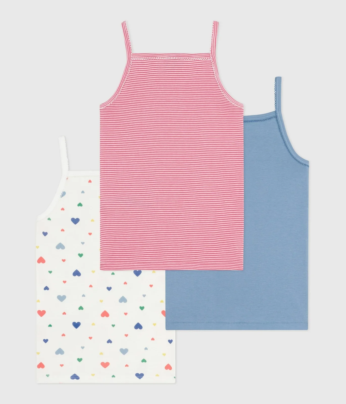 Pack of children's strappy heart-print cotton vests