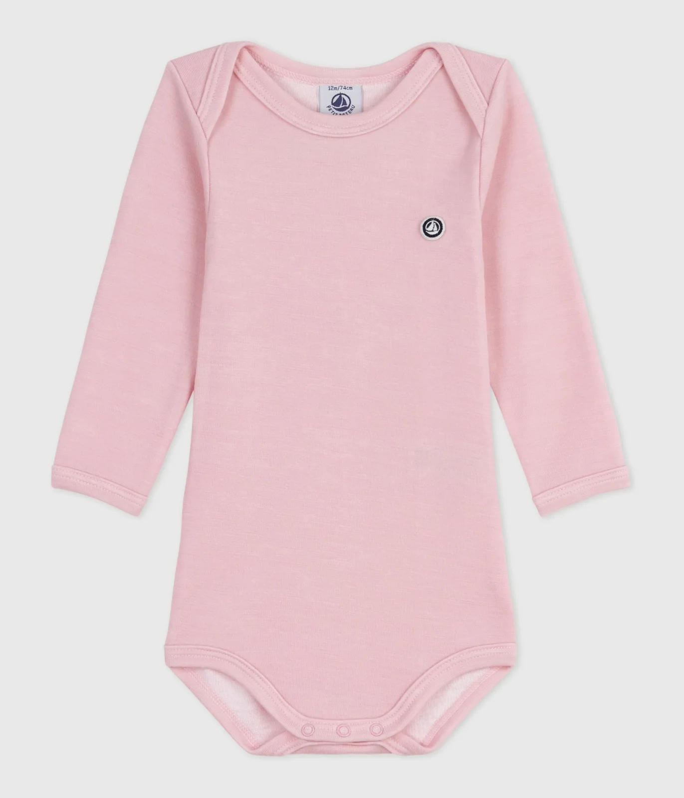 Unisex baby long-sleeve wool and cotton bodysuit