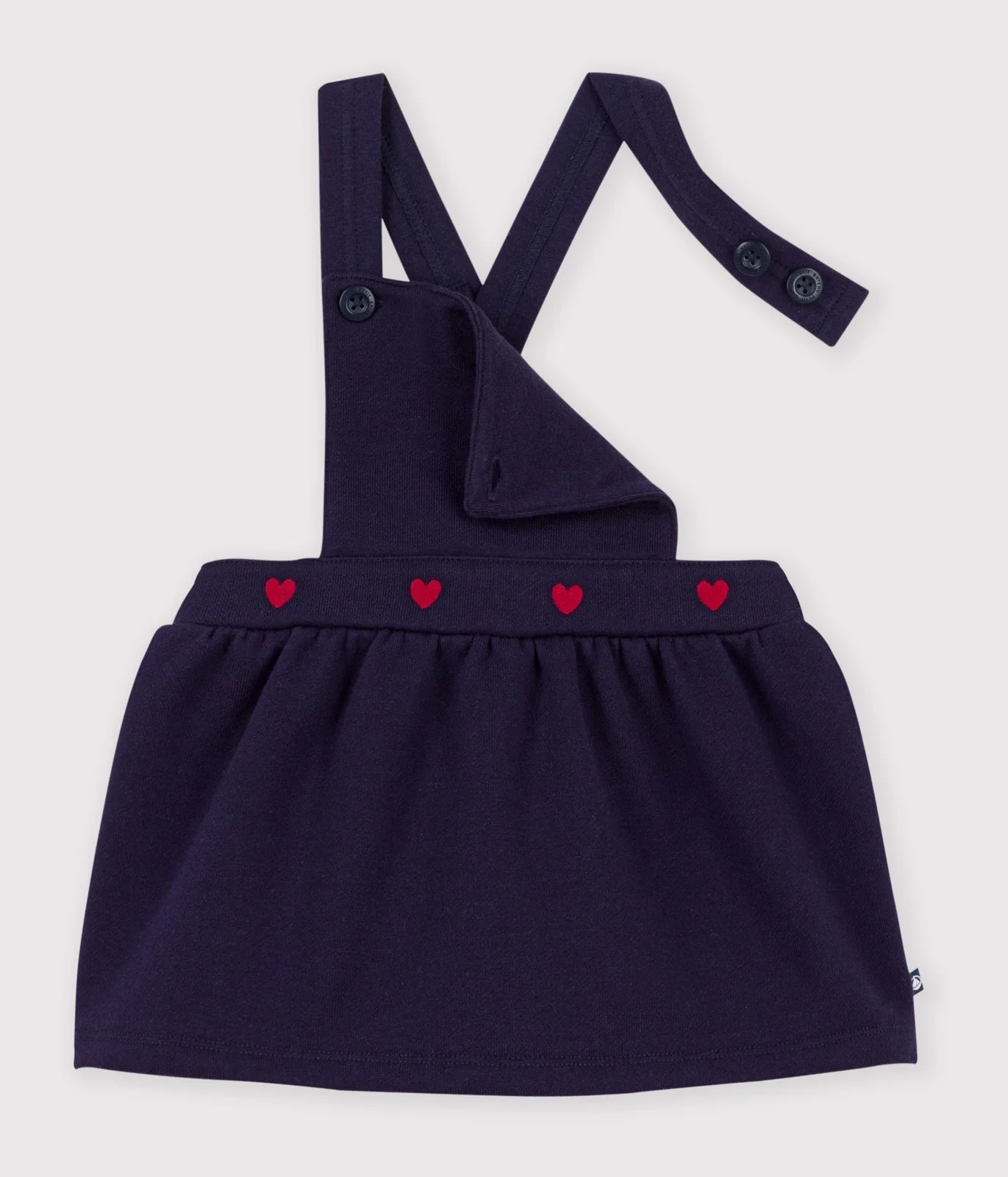 Babies' sleeveless cotton dress embroidered with hearts