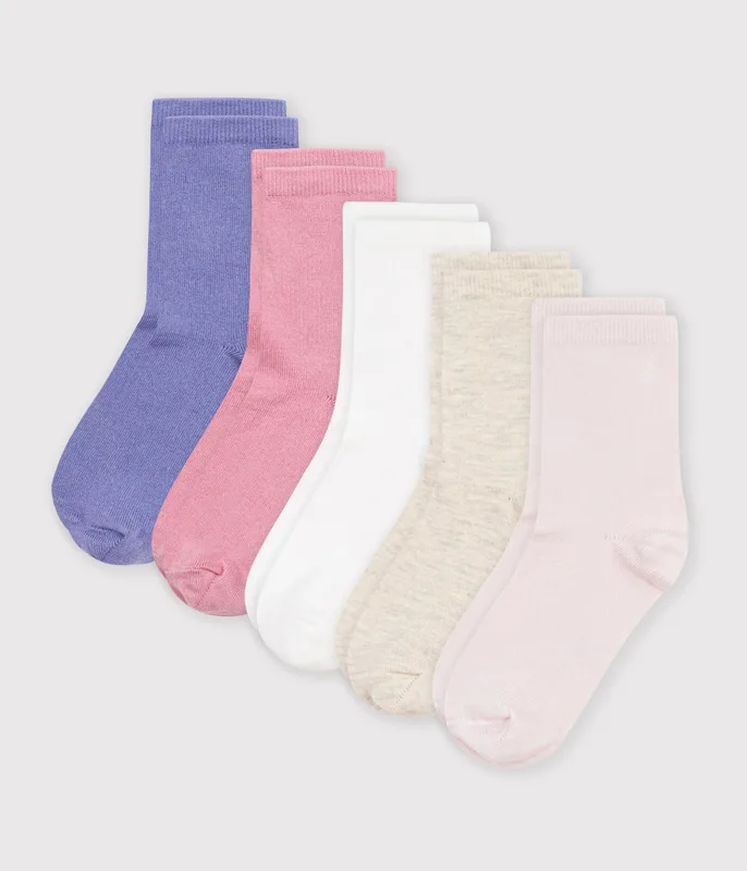 5 pairs of children's plain cotton socks