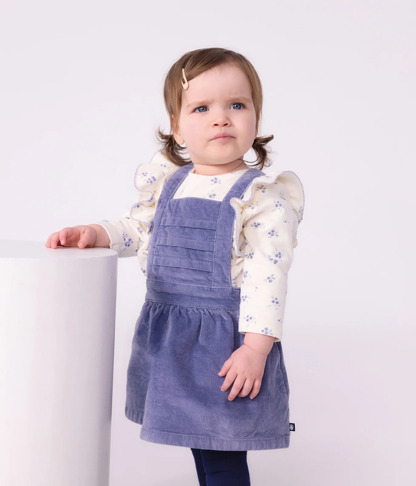 Babies' long-sleeved floral-print cotton blouse