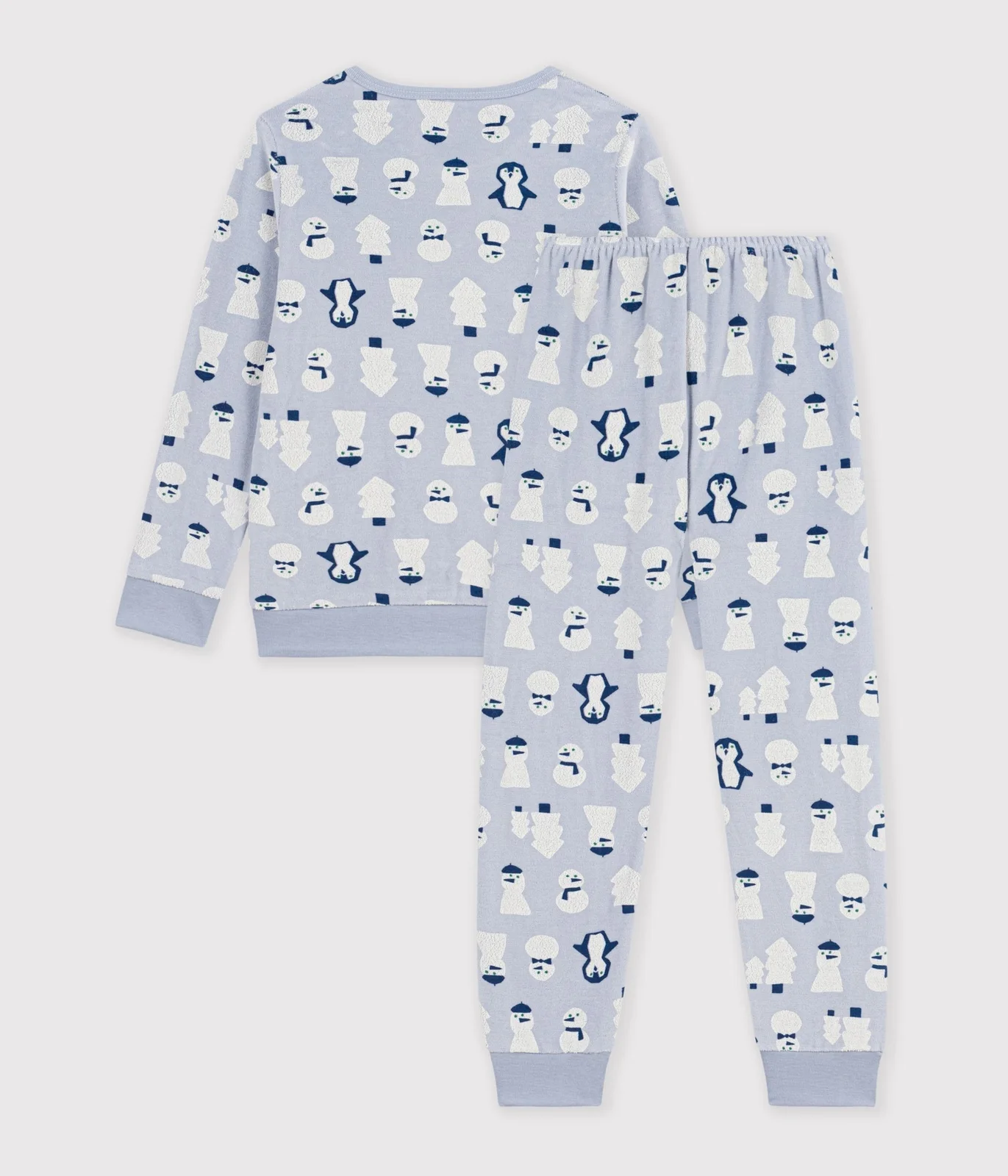 Children's snowman-print velour pyjamas