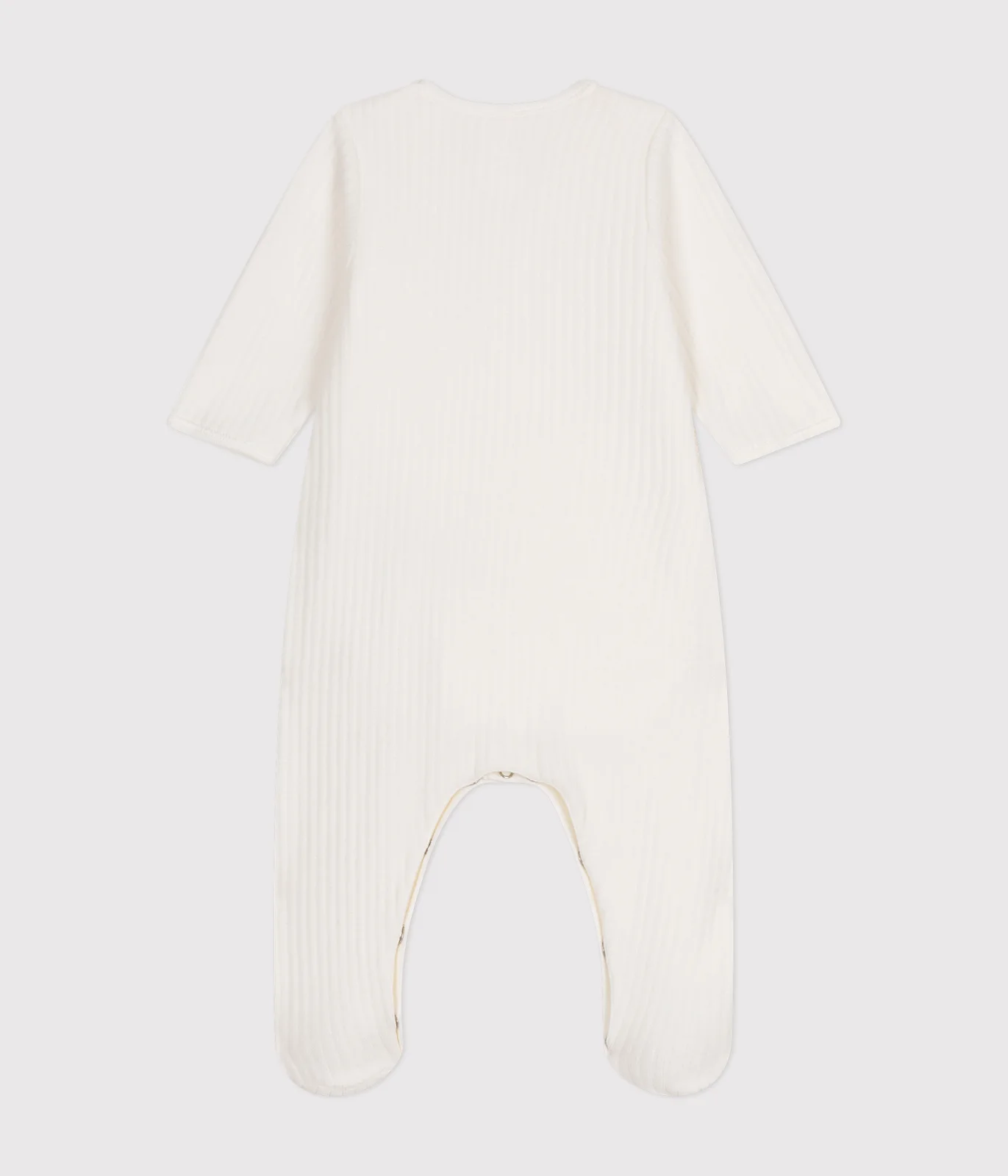 Unisex Velour sleepsuit with integrated solid- bodysuit