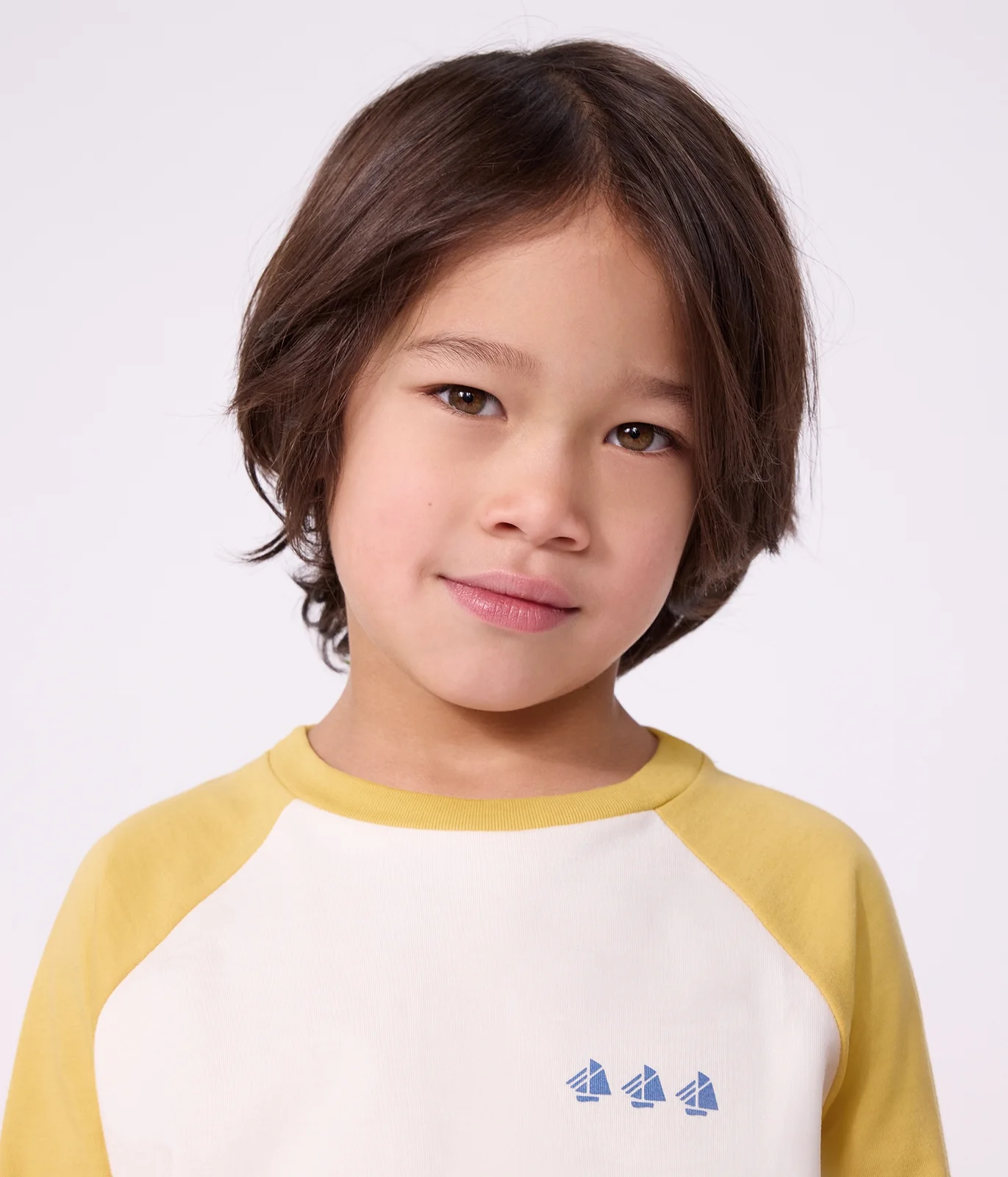 Children's long-sleeved colourblock cotton T-shirt