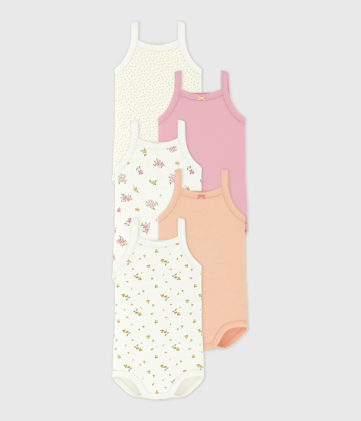 Pack of babies' floral cotton bodies with straps