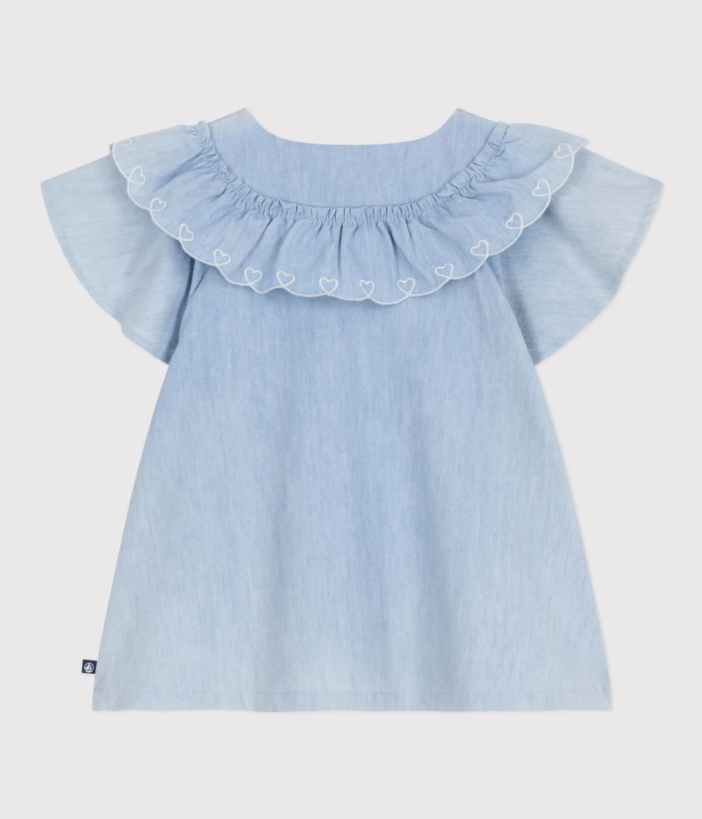 Children's plain short-sleeved cotton blouse
