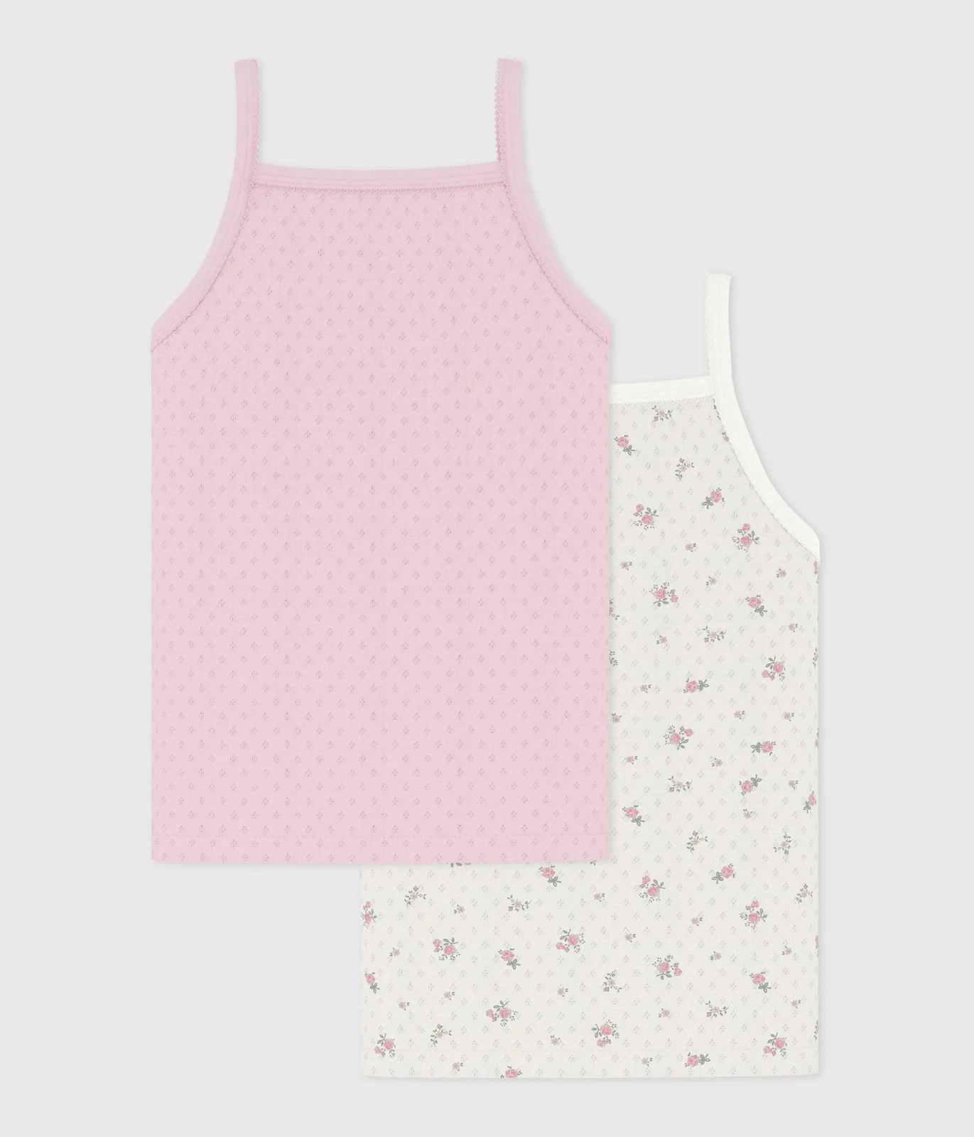 Pack of children's floral print openwork cotton tank tops