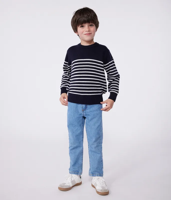 Children's stripy sailor jumper in wool and cotton