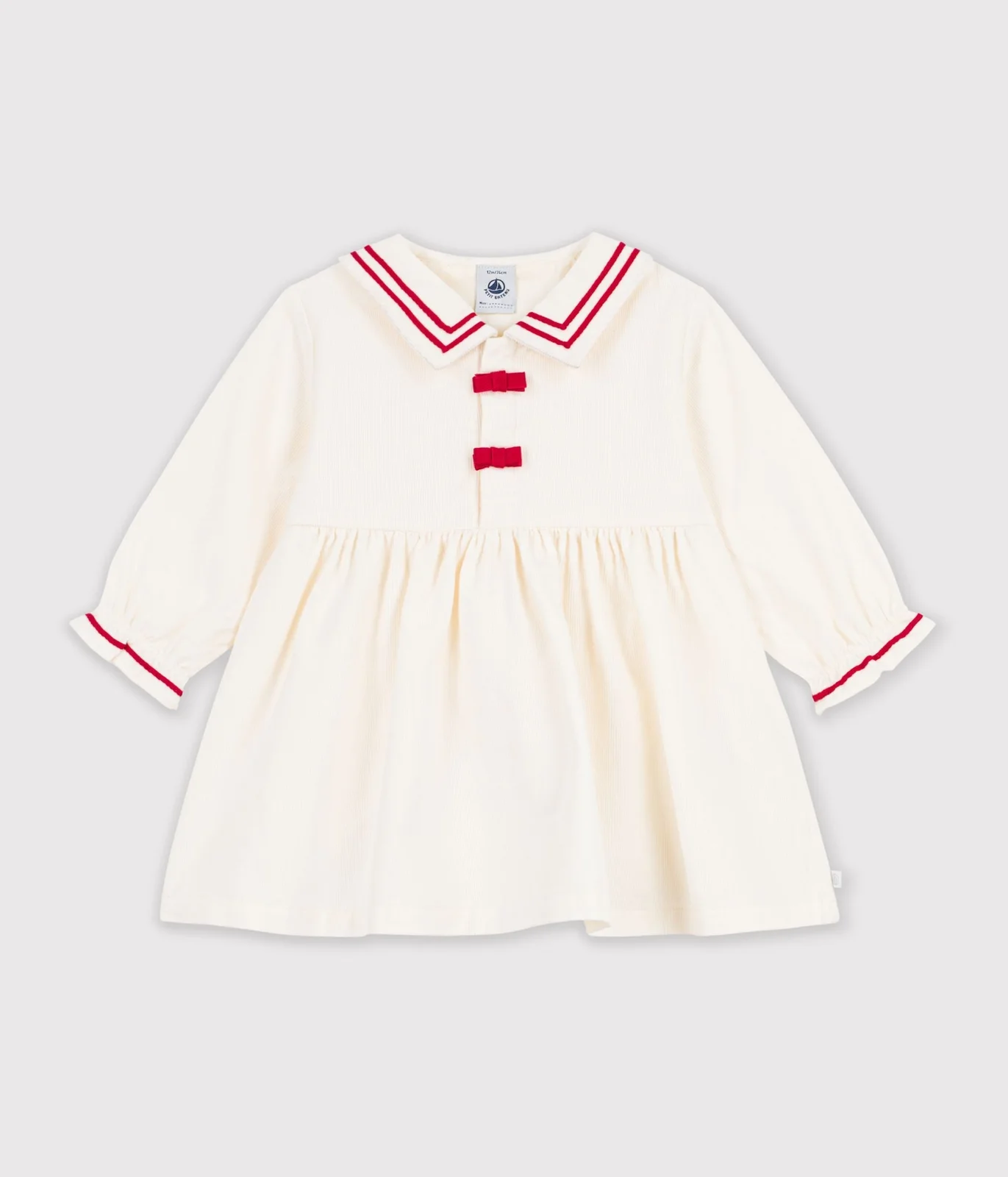 Babies' long-sleeved plain corduroy dress