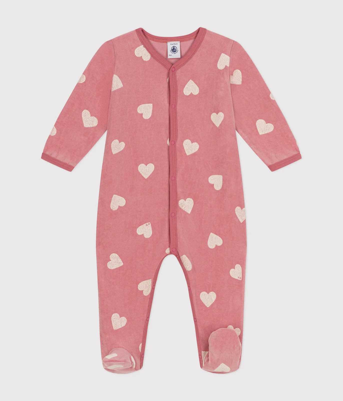 Babies' heart pattern velour pyjamas