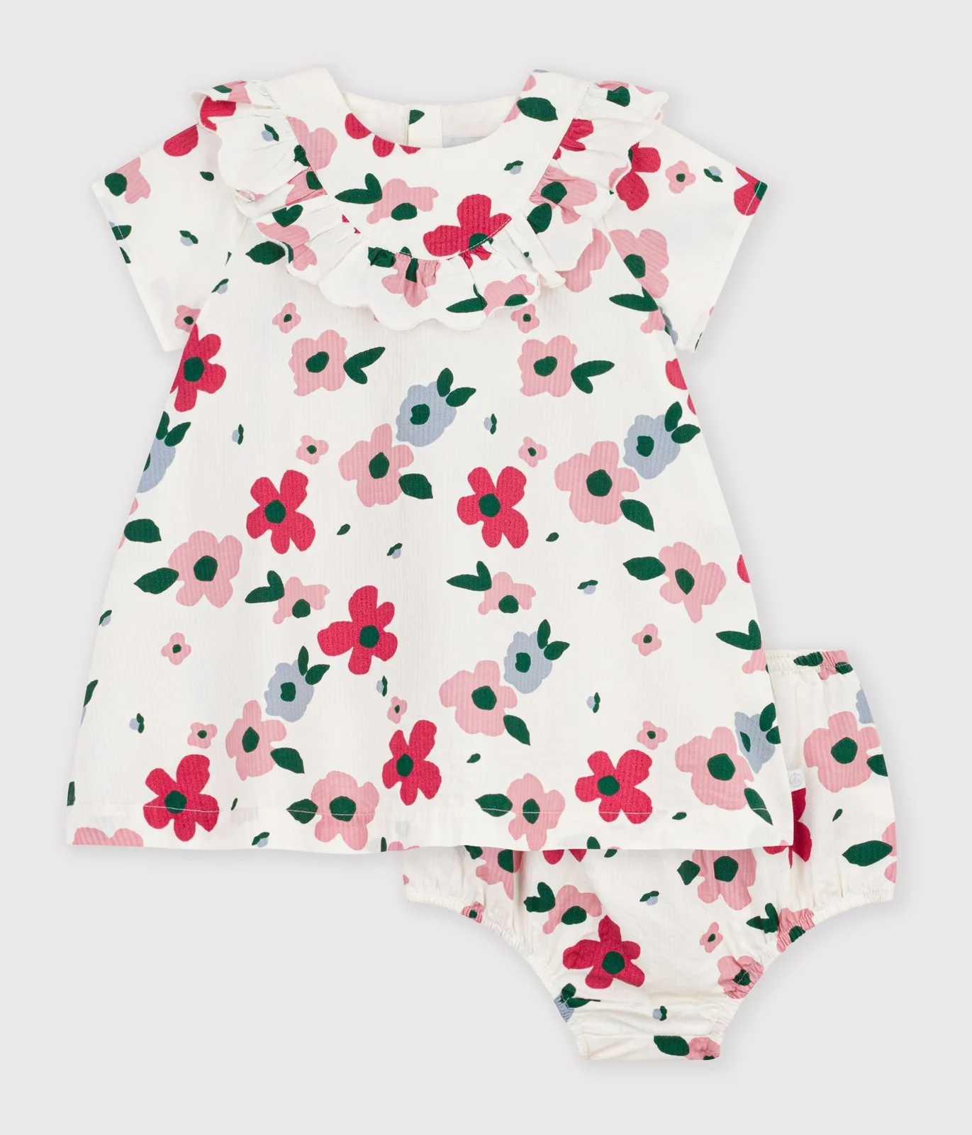 Babies' short-sleeved floral print cotton dress