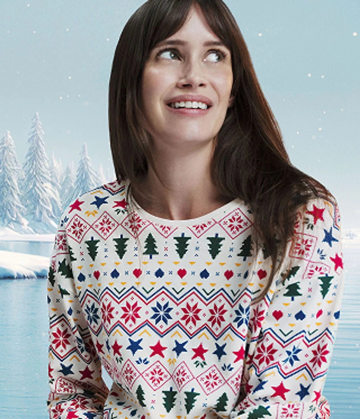 Women's Christmas print cotton pyjamas