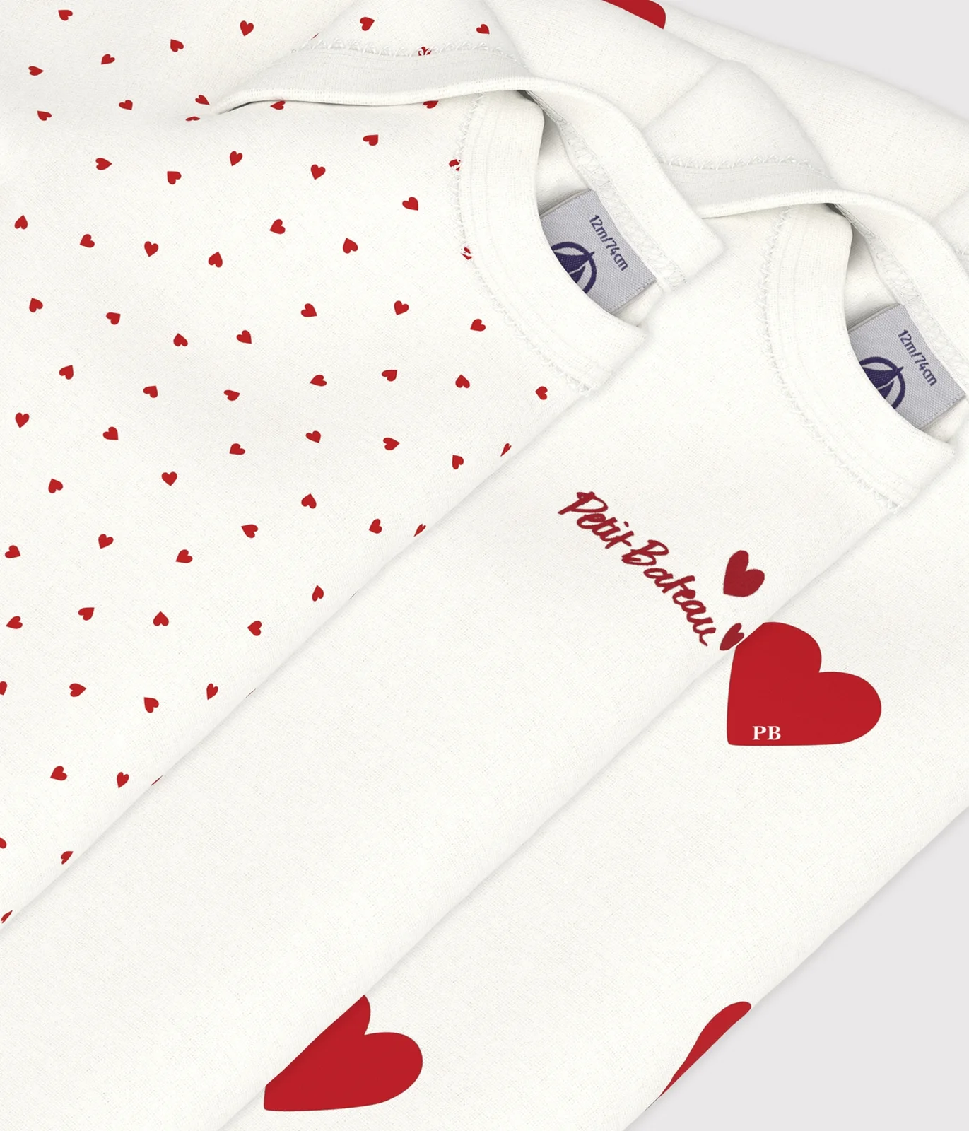 Pack of bodysuits with heart print