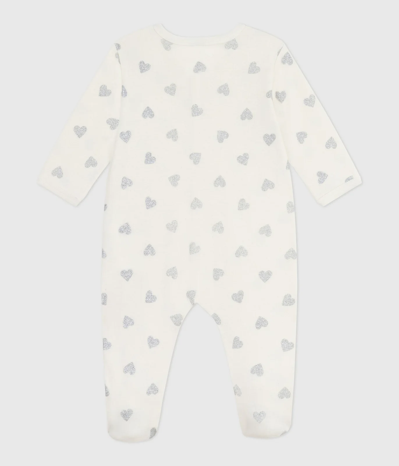 Babies' silvery heart-print cotton pyjamas