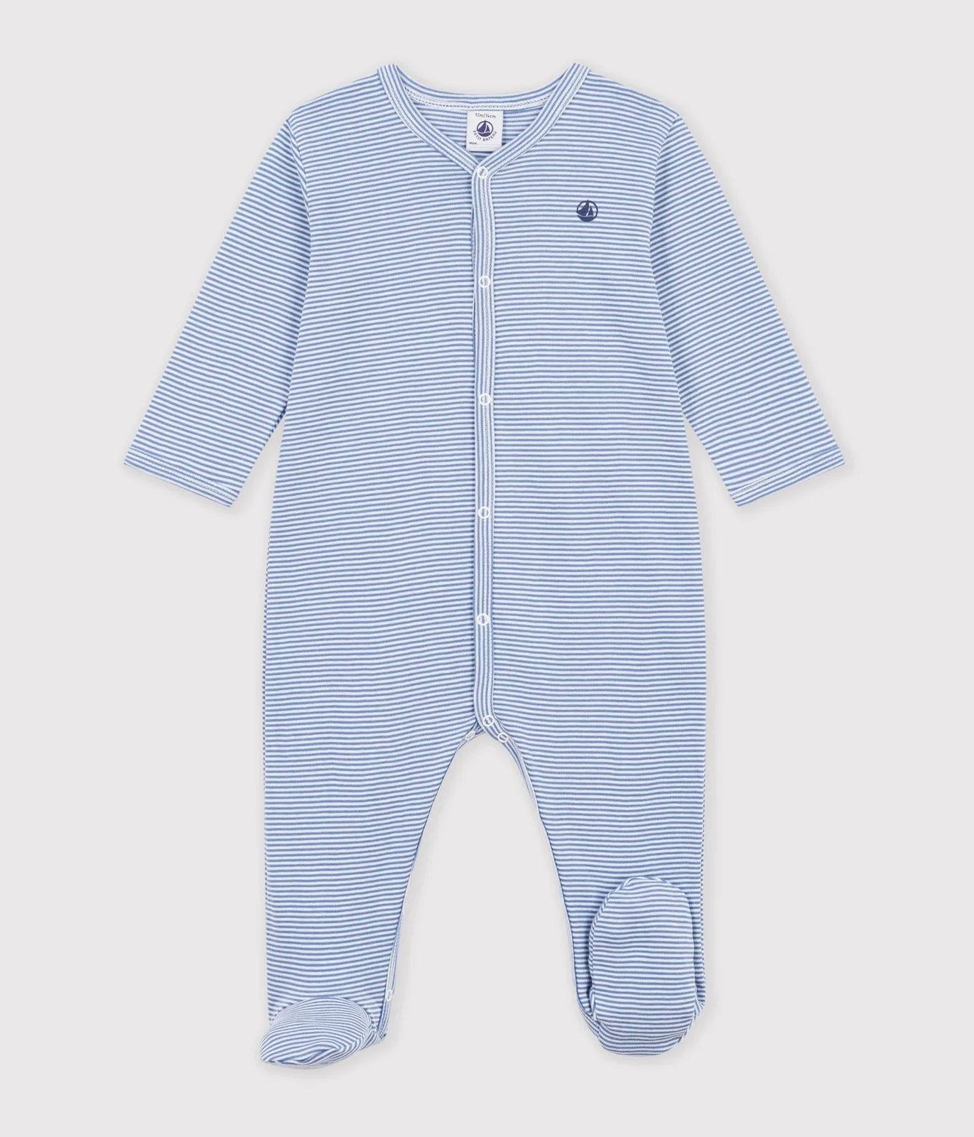 Babies' pinstriped cotton pyjama suit