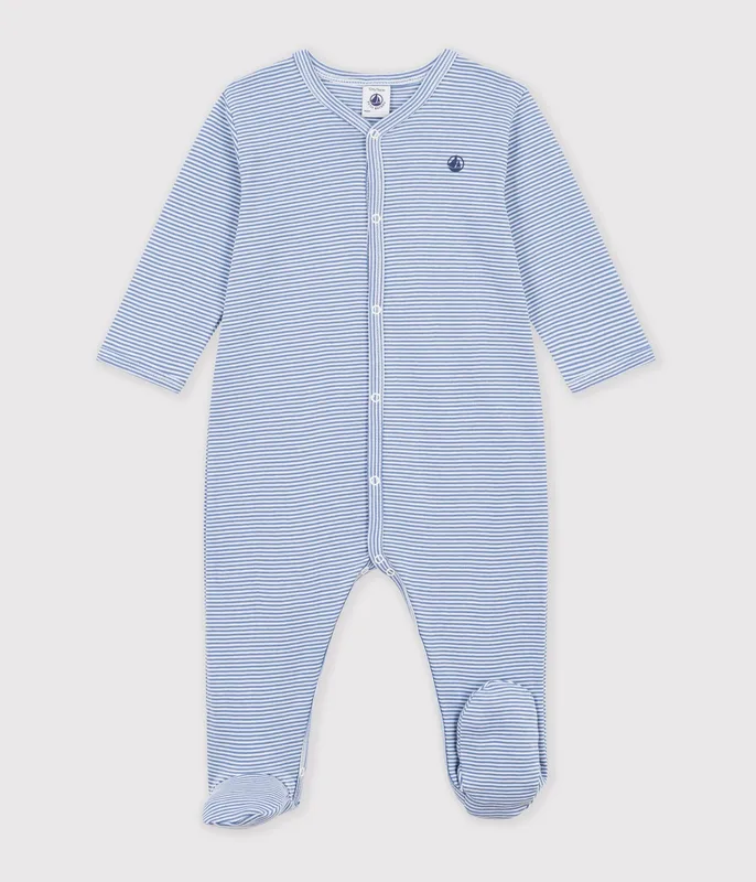 Babies' pinstriped cotton pyjama suit