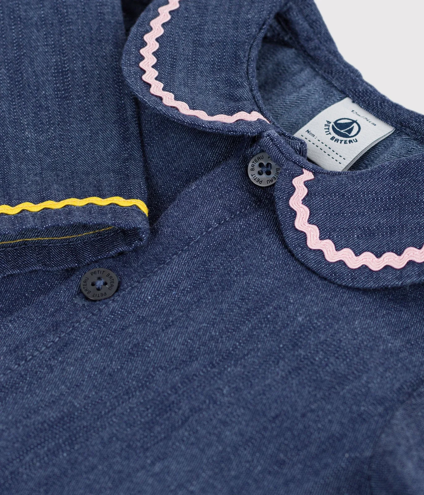 Babies' long-sleeved plain denim blouse