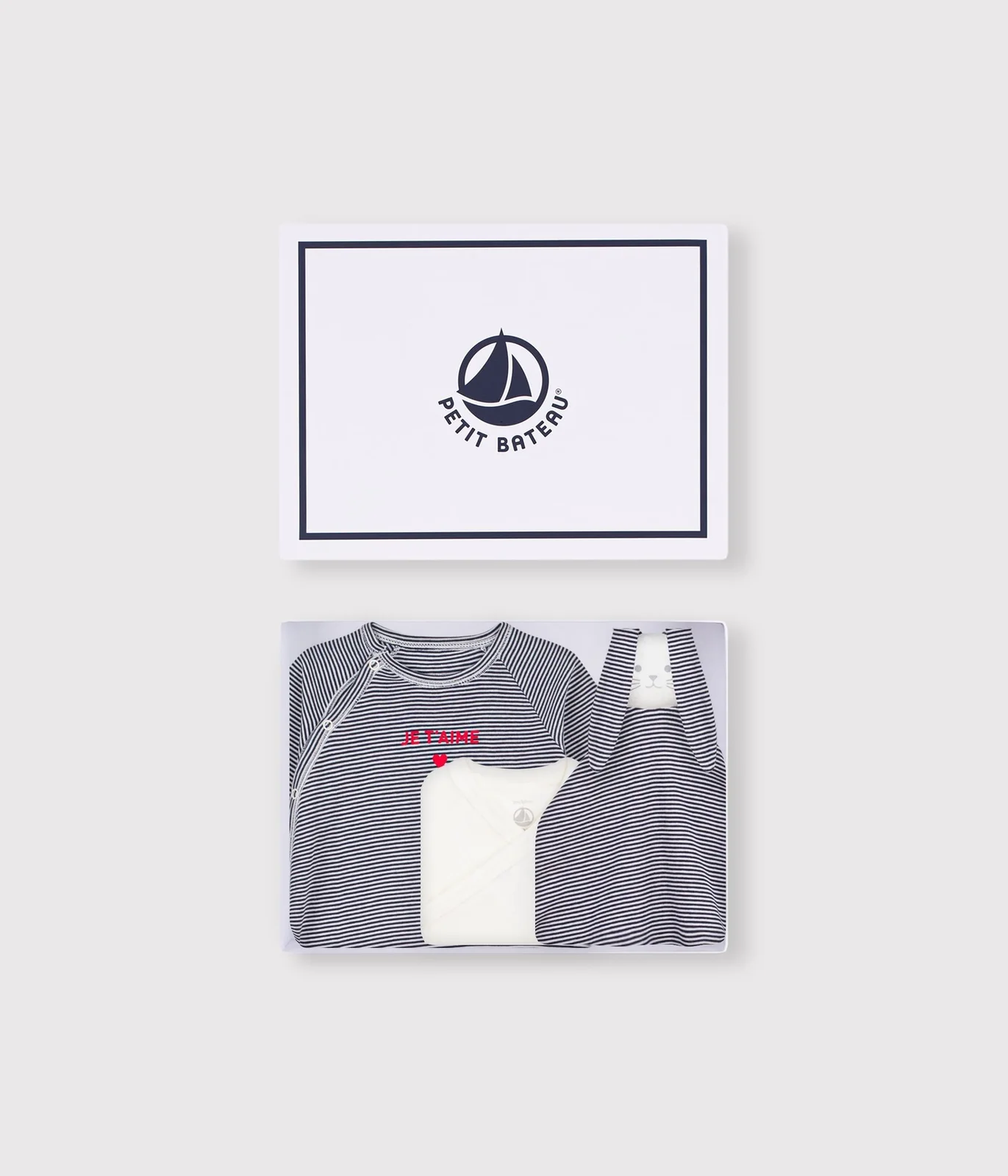 Newborn babies' stripy cotton gift box