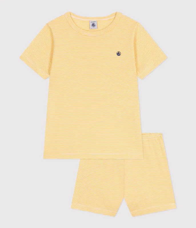 Children's short stripy cotton pyjamas