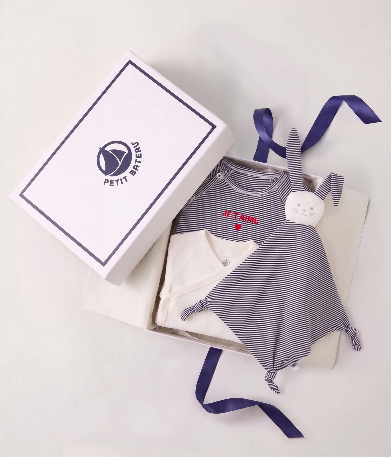 Newborn babies' stripy cotton gift box