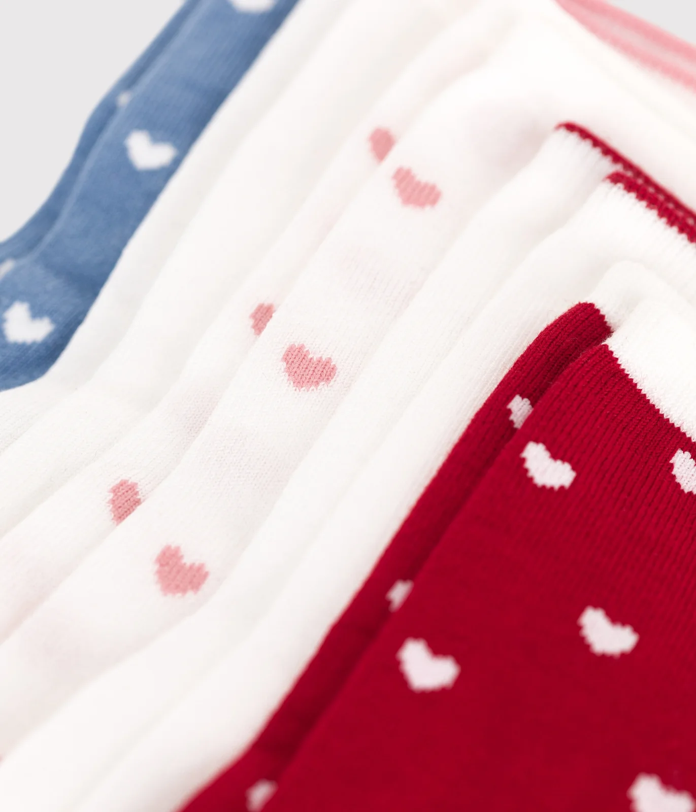 Pairs of girls' heart-patterned cotton socks - 5-pack