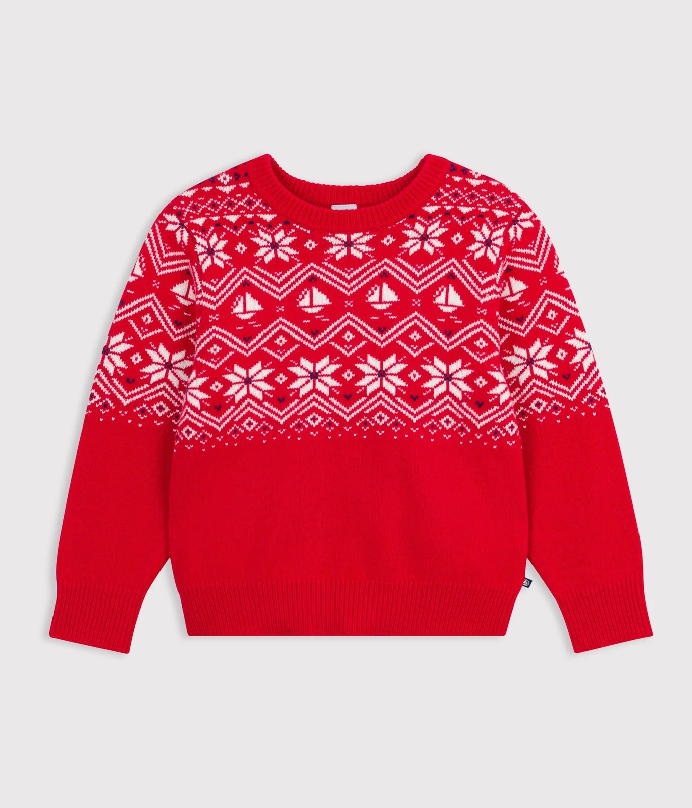Children's wool and cotton jacquard jumper