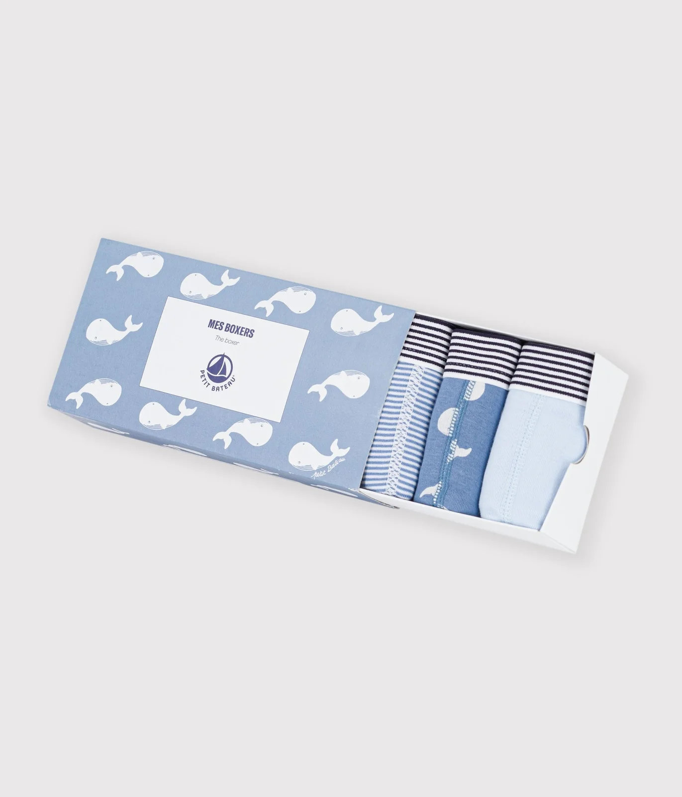 Pack of children's whale print cotton boxers
