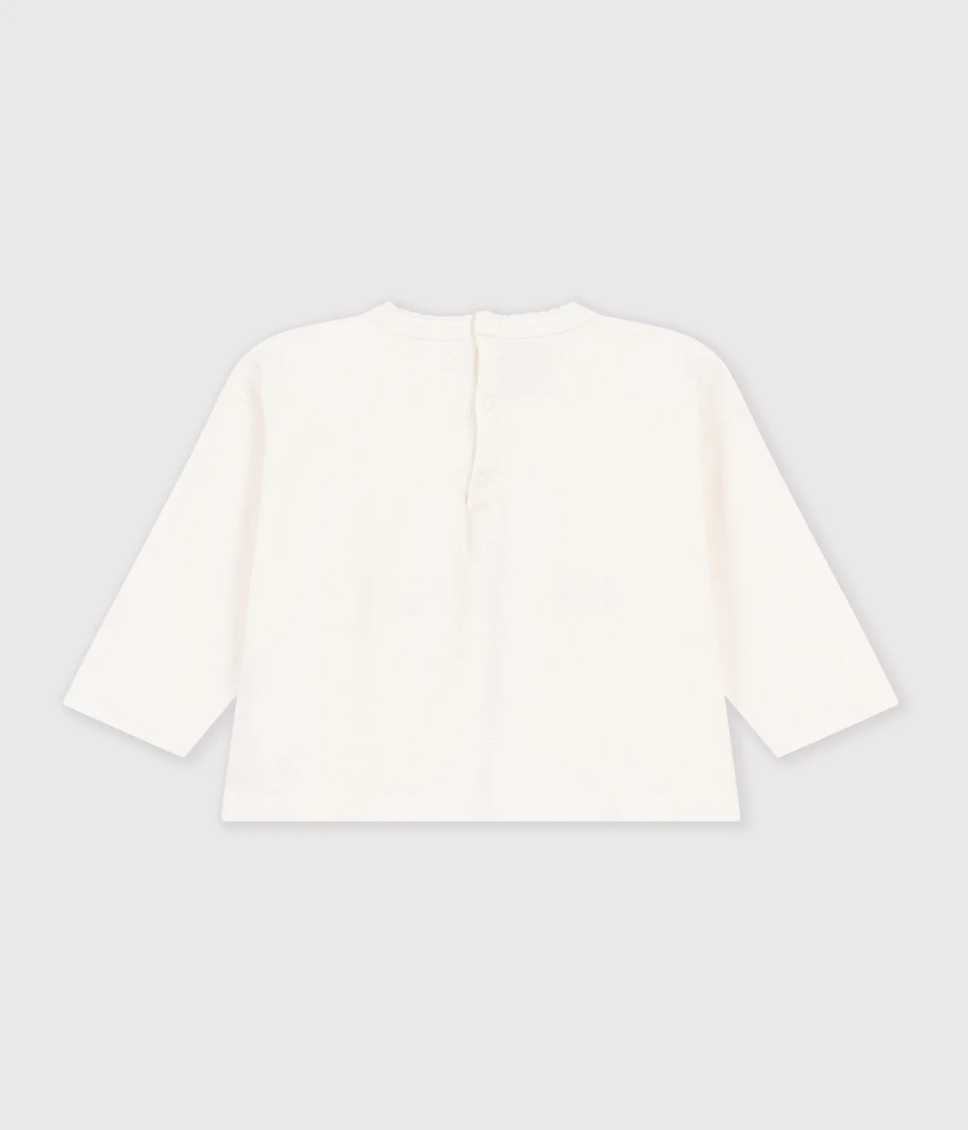 Babies' long-sleeved plain cotton T-shirt with a little motif