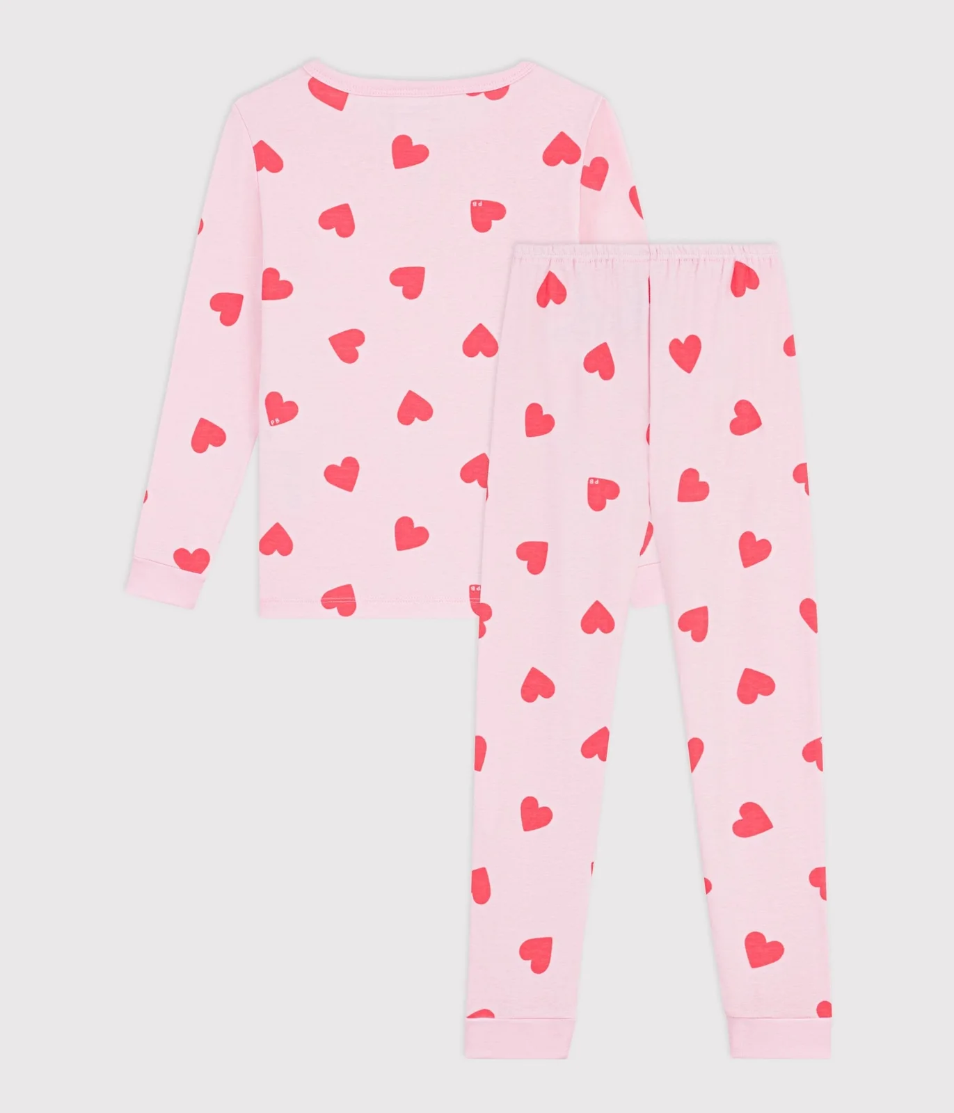 Children's snug-fitting cotton heart print pyjamas