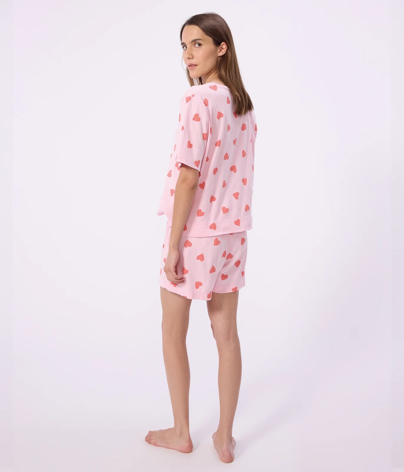 Women's short heart print cotton pyjamas