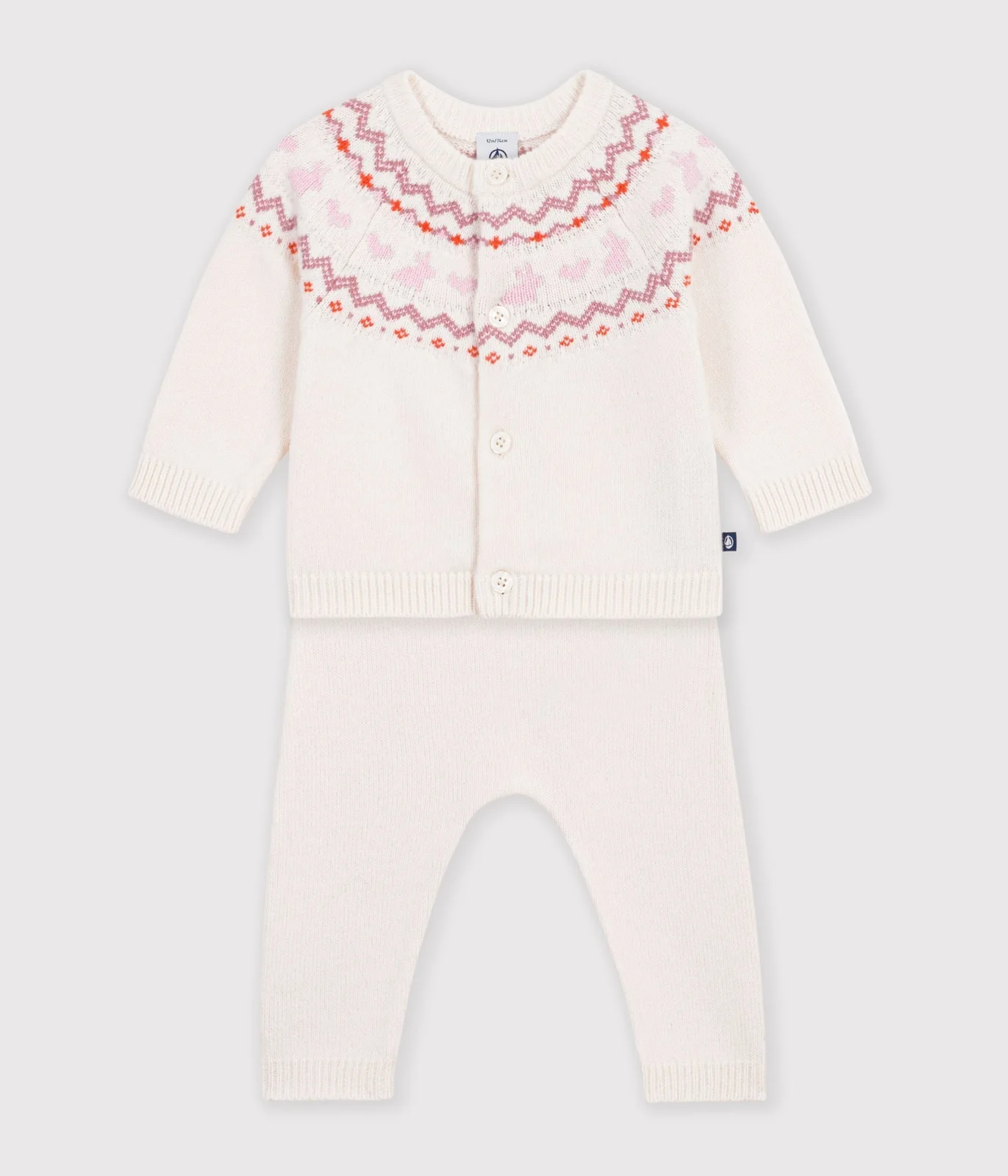 Jacquard knit outfit for babies
