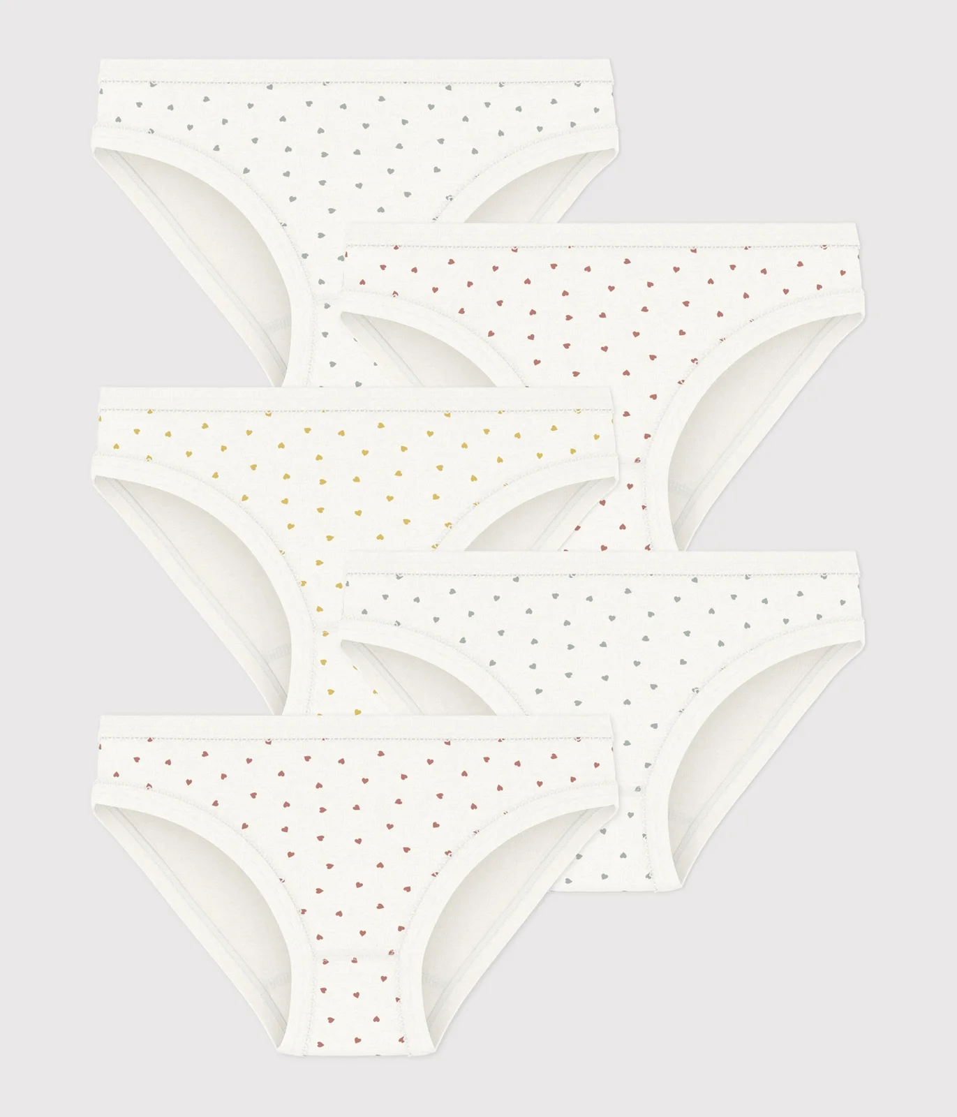 Girls' Mini Heart Patterned Cotton Briefs - 5-Pack