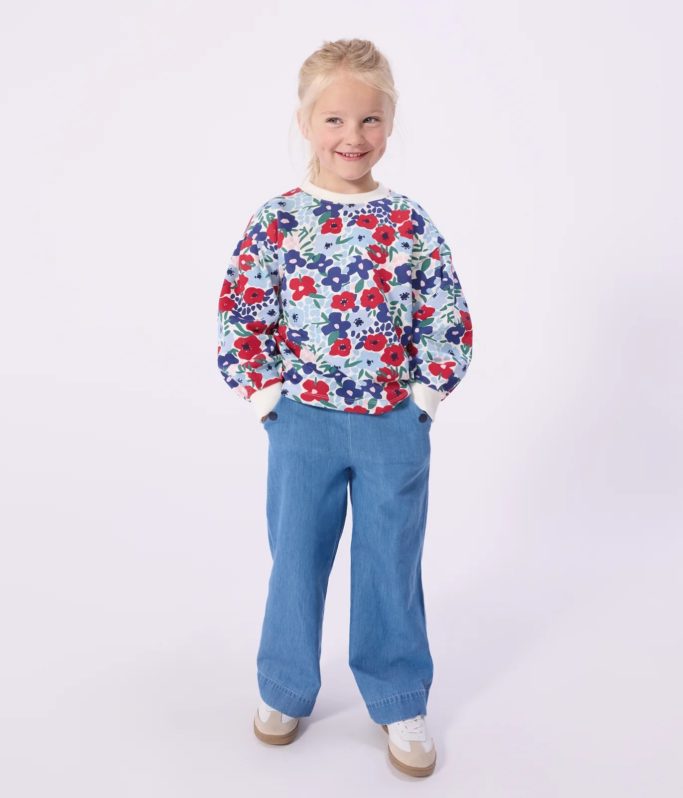 Children's floral print cotton sweatshirt