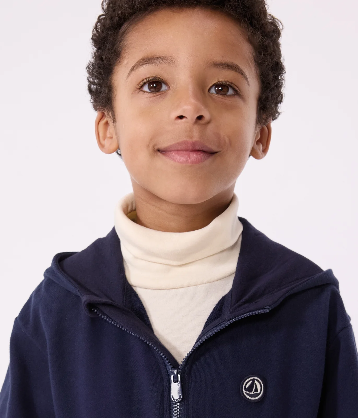 Children's plain cotton zip-up hoodie