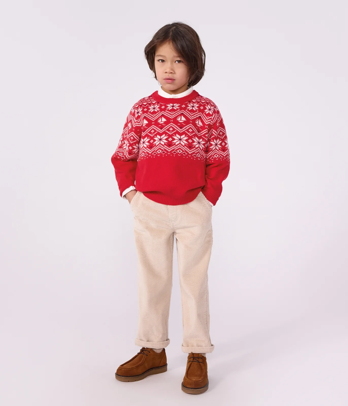 Children's wool and cotton jacquard jumper