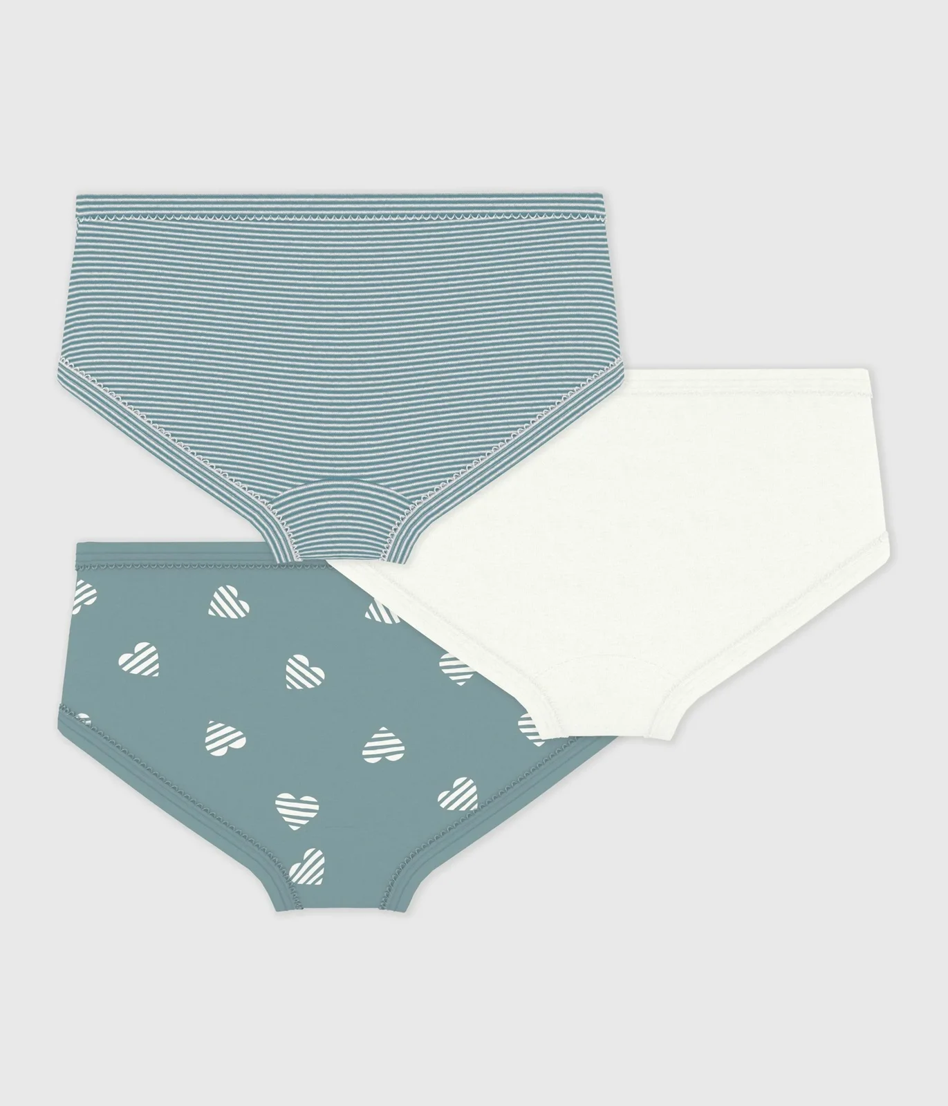 Pack of children's high-waisted heart-print cotton pants