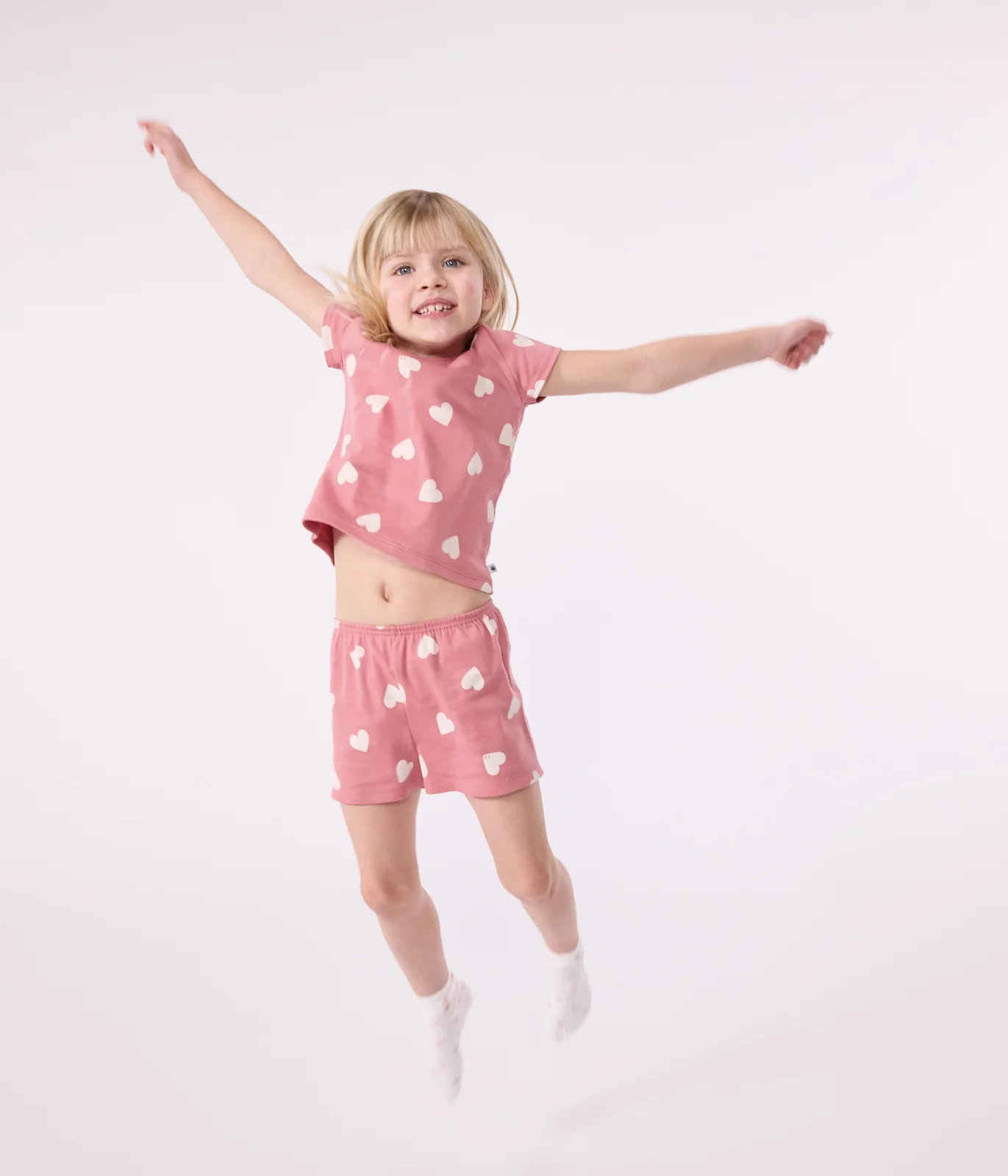 Children's short heart-pattern cotton pyjamas