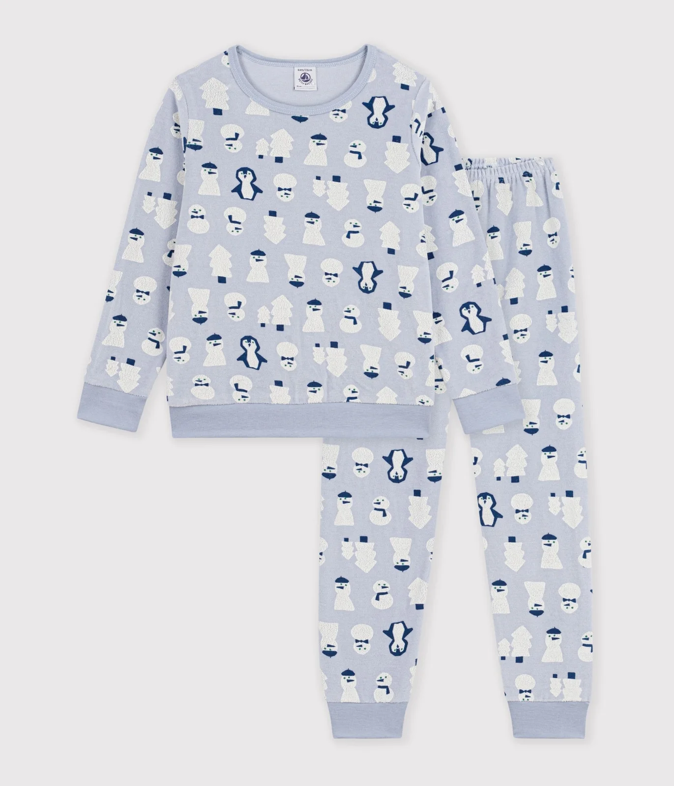 Children's snowman-print velour pyjamas
