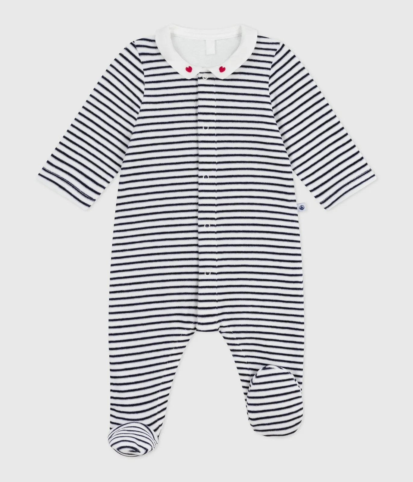Unisex baby Velour with striped print collar