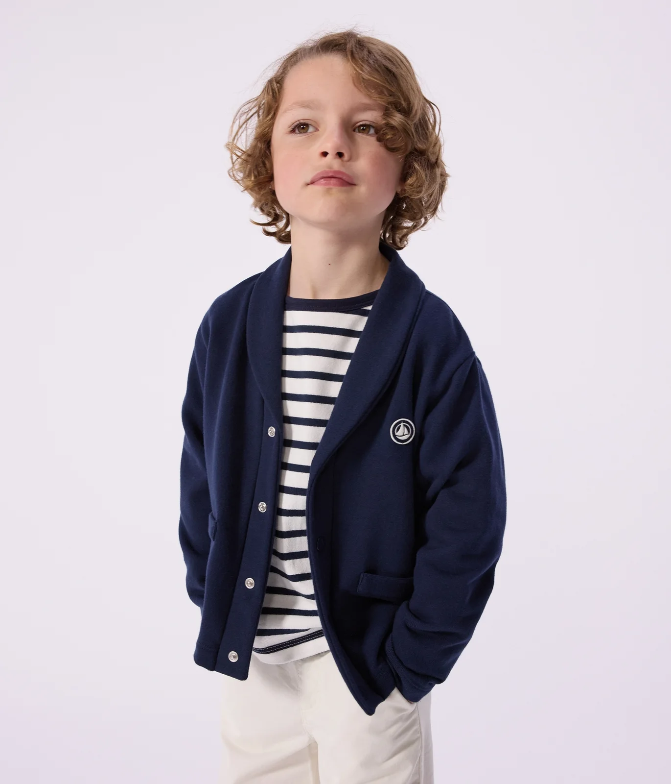Children's plain cotton cardigan