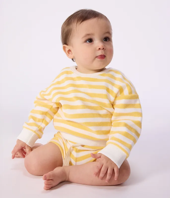 Babies' stripy cotton sweatshirt
